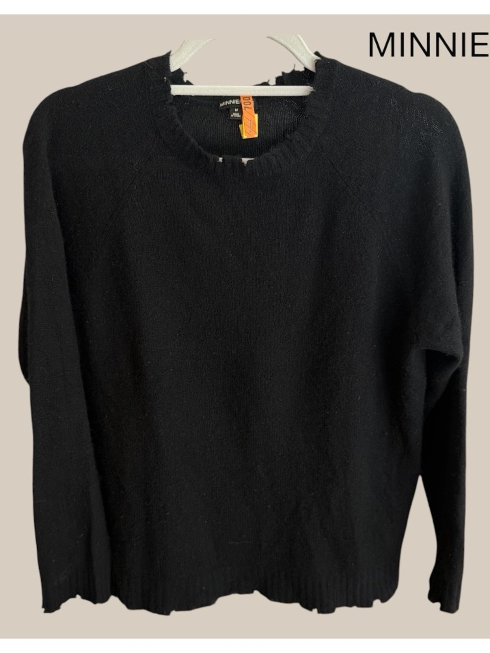Minnie Rose Black Cashmere Crew Sweater